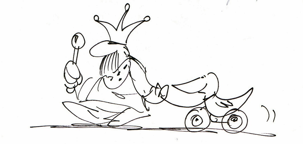 Einladungskarte / Geburtstagskarte Cartoon König mit Ente